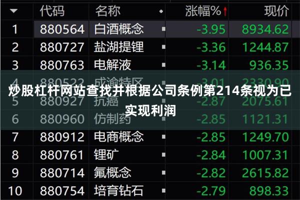 炒股杠杆网站查找并根据公司条例第214条视为已实现利润